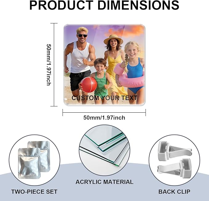Personalized Car Air Vent Clip, Custom Photo Car Air Freshener Vent Clip with 8 Scents, Decorative Car Accessories Interior, Unique Gift for Couples, Friends & Family (Square)