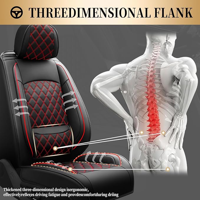 Fit for Equus Seat Covers Compatible with Hyundai Equus 2011-2016 - Waterproof Breathable Leather Automotive Seat Cushions Protector,Airbag Compatible,Full Set 5 Seats(Redline)