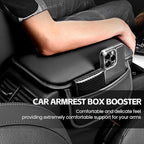 Car Center Console Cover, 11.6"×8.3" Leather Car Armrest Cushion Pad with 2 Storage Pockets, Comfortable Arm Rest Box Cover Mat for Most Vehicles, Universal Interior Accessories (Black)