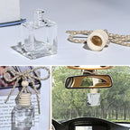 10PCS Flat Square Car 10ML Perfume Empty Bottles with Gold Wire Rope Flat Square Empty Bottles-Car Diffusers for Essential Oils-Essential Oil Car Freshener-Hanging Car Air Freshener