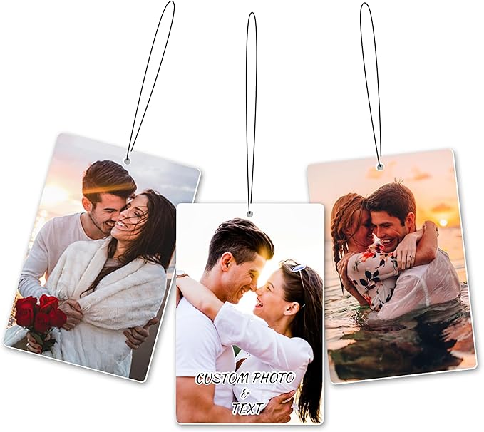 Custom Air Fresheners with Picture - Personalized Double Sided Photo Text Air Freshener for Car Wardrobe Bathroom Hanging Ornaments (Rectangle-1PCS)
