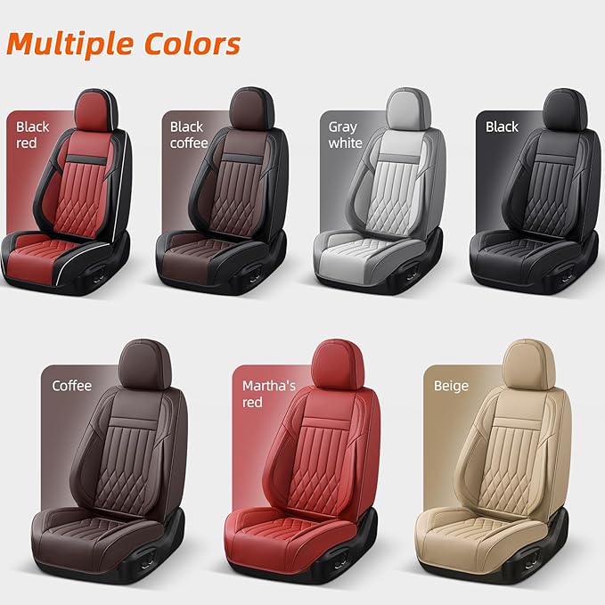 KEYOOG 2-Seater Waterproof and Breathable Nappa Leather Car Seat Covers Full Set, Fit for Front Seats of Cars, Compatible with Airbags, Car Seat Protector Covers for Most Cars - Beige