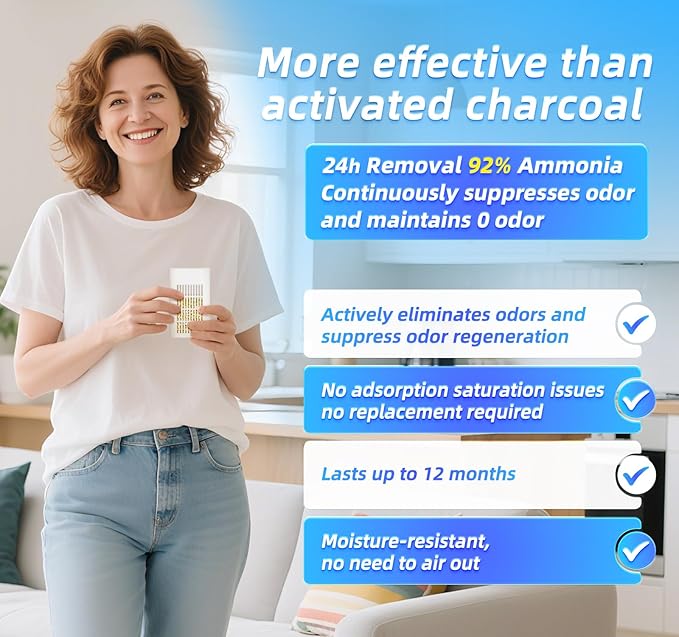 Strongest Fridge Deodorizer, Up to Twice More Effective than Activated Charcoal, Fragrance-Free and Lasts Up to 12 Months No Replacement. Perfect for Fridge, Cars, and Other Small Spaces.
