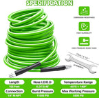 West Bay Sewer Jetter Kit 100 FT for Pressure Washer, 5800 PSI Drain Cleaner Hose 1/4 Inch NPT Corner Rotating and Button Nose Sewer Jetting Nozzle Spanner Watertight Tape Pearl Corsage Pin(Green)