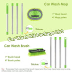 2 Pack Car Wash Brush with Long Handle, 62" Microfiber Car Wash Mop and Car Washing Brush Combo Set, Scratch-Free Soft Bristle Car Wash Mop Brushes Cleaning Kit for Exterior Car, Truck, RV, Boat