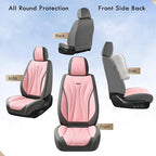Coverado Front Seat Covers, Luxury Leather Seat Covers for Cars, Automotive Seat Cover, Car Seat Protector Waterproof, Premium Car Seat Covers Car Seat Cushions Universal Fit for Most Cars (Gray&Pink)