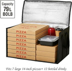 Bodaon Large 2-Pack Insulated Food Delivery Bag With Hard Bottom, XXXL Grocery Shopping/Catering/Bags, Rideshare Delivery Bag, Cold/Hot Styrofoam Carrier for Travel/Car