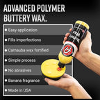 Adam's Buttery Car Wax Kit - Pure Carnauba Wax For Car Detailing Liquid Wet Wax After Car Wash For Shine, Gloss, & Paint Protection - Use W/ Car Cleaning Kit On Car, Boat RV & Motorcycle