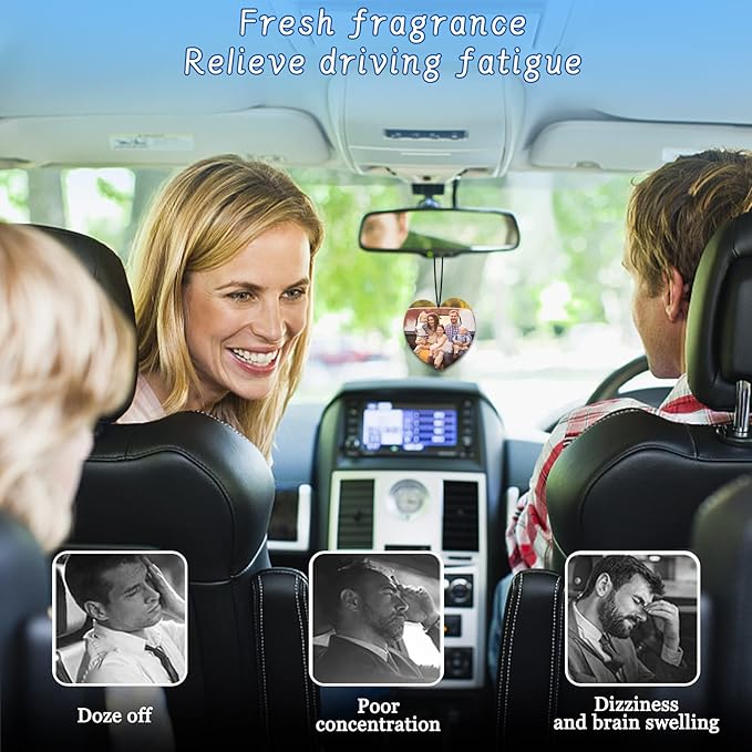 Custom Air Freshener for Car - Double Sided Photo Personalized Car Scents Air Freshener, Smell Air Fresheners With Picture for Wardrobe, Bathroom,Hanging Ornaments (Heart-1PCS)