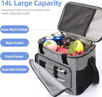 iknoe Insulated Lunch Bag, Foldable 14L Cooler Bag for Men & Women, Leakproof Thermal Design, Great for Office, Picnic, Travel, Lunch Box, Grey New