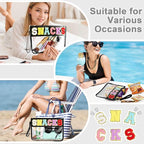 Snack Bag for Travel - Clear Chenille Varsity Letter Flat Pouch with Zipper, 12.2×8.46 inch Waterproof Clear Nylon Preppy Patch Makeup Cosmetic tote Bags for Women Girls