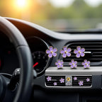6 Pcs Daisy Air Vent Clips, Cute Flower Air Conditioning Outlet Clip Car Air Fresheners Vent Clips Car Interior Decor Charm Decoration Cute Accessories for Women Girls + Mask Hook(Purple)
