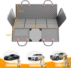 PETICON Back Seat Extender for Dogs, Hard Bottom Dog Car Seat Cover - Supports 400lbs, Rear Seat Pet Cover with Mesh Window, Waterproof Dog Hammock for Car SUV and Trucks