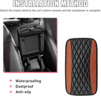 Car Center Console Cushion Pad, PU Leather Waterproof Auto Armrest Box Cover Protector, Comfortable Armrest Seat Box Cover Mat, Universal Car Accessories for SUV Truck (Coffee)