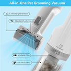 Deshedding Brush with Vacuum Suction, 5-in-1 Pet Hair Removal Tool for Dogs Cats, Cordless Undercoat Rake Removes Loose Hair, 9Kpa Pet Vacuum Cleaner for Furniture Carpet, Washable