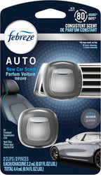 Febreze AUTO Air Freshener, Odor-Fighting Automotive Vent Clip, Scented Car Accessories, Long Lasting for Strong Odors, New Car Scent, 2 Count
