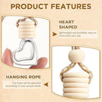 100 Pcs 6ml Hanging Car Diffuser Bottle Empty Glass Perfume Air Freshener Heart Love Bottle Diffuser Pendant Valentine's Day Essential Oil Fragrance Aromatherapy Ornament (Clear)