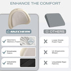 Skechers Lumbar Pillow Premium Memory Foam, Double-Layer-Office Chair Cushion for Tailbone Pain Relief,Butt Pillow for Office Chair,Car seat Cushion,Long Sitting Office Workers,and Car Drivers,Beige