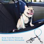 VIVAGLORY Dog Seat Belt Tuffbelt Dog Car Harness, Seatbelt with Clip & Hook for Car Travel, Chew Proof Anti Chew Unchewable Metal Safety Tether Restraint, XS, Blue