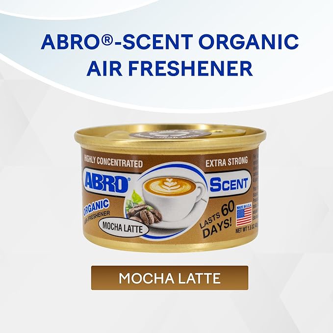 ABRO Car Air Fresheners: Canned, Spill Proof Airfreshener for Home, Office, or Car Accessories Interior, Lasts Up to 60 Days - 3Pack Mocha Latte Scent