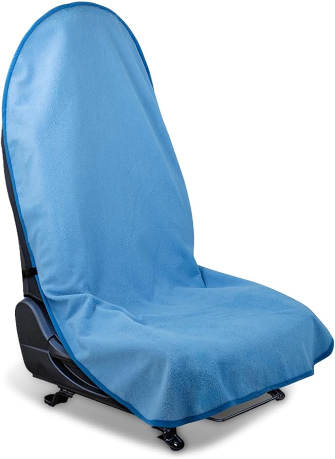 Waterproof Sweating Car Seat Cover for Post Gym Workout, Running, Swimming, Beach and Hiking, Universal Fit Non-Slip Bucket Seat Protector for Cars SUV Trucks, Machine Washable (Light Blue)