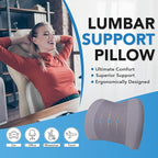 Lumbar Support Pillow for Car, Memory Foam Lumbar Pillow for Lower Back Pain Relief - Back Cushion for Driving, Chair Support for Car-Office Chair, Wheelchair - Gray