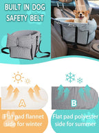 Dog Car Seat for Small Dogs, Anti-Collapse Pet Seat with Soft Cushion Safety Belt, Fits Dogs & Cats Under 15 lbs (Grid-Black)