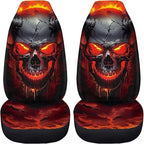 Halloween Red Skull Car Seat Covers Elastic Fabrics Breathable Car Seat Cover Easy to Install Auto Interior Accessories 2 Pcs Set for SUV, Vans,Sedan,Truck