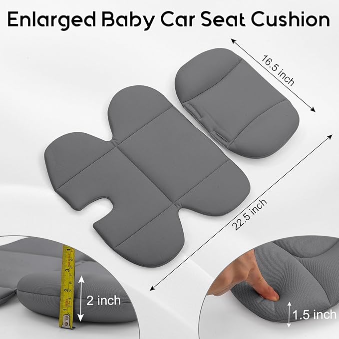 Thickened Carseat Head Support for Infant, Infant Car Seat Insert with Extra Headrest for Preemie to Newborn, Adjustable Baby Car Seat Cushion with Filled Natural Spong