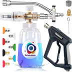 Foam Cannon with Dual Connector, Balabulala Dual Connector Foam Cannon with 5000PSI Pressure Washer Gun,7 Nozzles, 1/4" Quick Connect