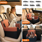 Dog Car Seat for Small/Medium Dogs Under 35lbs, Soft Booster Car Seat with Detachable Washable Cover and Cushion, Memory Foam Pet Car Seat with Safety Belt and Storage Pockets, Puppy Dog Car Bed