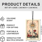Witchy Gothic Car Air Freshener 4 Pcs, Vintage Boho the Moon Sun Star Reader Tarot Card Hanging Air Freshener for Closet Drawer Books, Goth Skull Skeleton Car Accessories Mirror Decor for Women