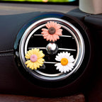 2 Pieces Daisy Flower Air Vent Clip Cute Car Air Freshener Clip Boho Car Air Outlet Decorations Charm Car Inter Decor Accessories for Girls Women