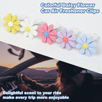 4 Pieces Daisy Flower Air Vent Clips, Cute Colorful Car Air Freshener Clip & Diffuser, Boho SUV Outlet Vent Decorations, Charm Car Inter Decor Accessories for Girls Women