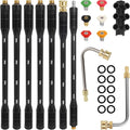 Upgraded Pressure Washer Extension Wand,Up to 115in,4000 PSI Gutter Cleaner Attachment with 6 Tips,1/4"Quick Connect, Leak-Resistant Ring