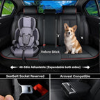 Coverado Seat Covers, Car Seat Covers Full Set, Leather Seat Covers for Cars, Car Seat Protector, Black Car Seat Covers Front Seats and Back Seats Universal Fit for Most Cars Redline