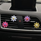 4 Pieces Daisy Flower Air Vent Clips, Cute Colorful Car Air Freshener Clip & Diffuser, Boho SUV Outlet Vent Decorations, Charm Car Inter Decor Accessories for Girls Women
