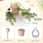 Cute Crochet Plant Car Freshener 12ml Empty Refillable Diffuser Bottle with Plants Hanging Accessories for Rearview Mirror Home Office Decor Women Mother's Day Gifts(Sloth)