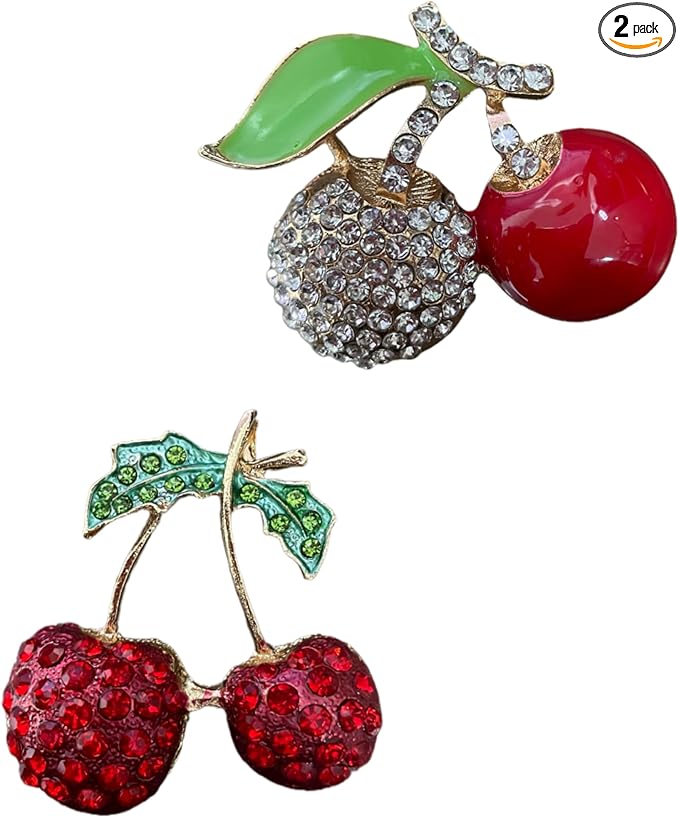 Cute Cherry Air Freshener Vent Clips Car Accessories, 2Pcs Rhinestone Cherry Air Vent Clips for Fresheners Car Decoration, Lovely Cherries Airs Freshener Vents Clip for Women Gifts
