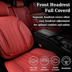 Coverado Seat Covers Full Set, Red Seat Covers for Cars, Front and Rear Seat Covers Waterproof Seat Cover, Leather Car Seat Protector, Universal Car Seat Cushion Fit for Most Sedan, SUV, Truck, Red