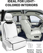 Owleys Premium Leather Car Seat Protector for Child Car Seat Cover from Dirt Scratches (White Set Kick Mat+Seat Protector)