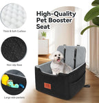Dog Car Seat for Small/Medium Dogs Under 35lbs,Memory Foam Dog Booster Seats,Detachable and Washable Traval Pet Car Seat, Dogs Bed with 2 Safety Belts(Balck/Grey)