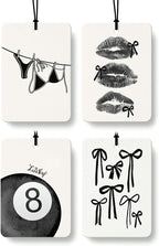 Girly Coquette Black Bow Cologne Car Air Freshener 4 Pcs, Retro Trendy Lucky 8 Ball Lip Hanging Air Freshener for Cars Bathroom Dorm Books Decor, Vintage Cute Accessories Gifts for Women Girls