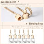 BBTO 100 Pcs Car Air Fresheners Diffuser with Wooden Cap Empty Aromatherapy Diffuser Clear Fragrance Holder Pendant Hanging Perfume Fresheners Bottles for Car Decor(Classic,Clear)