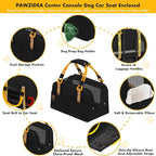 PAWZIDEA Center Console Dog Car Seat, Enclosed Small Dog Armrest Booster Carseat, Secure Straps &Anti Slip, Portable TSA Approved Puppy Pet Carrier Soft-Sided, Removable Pillow Storage Pocket, up 12lb