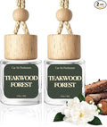 Car Air Freshener - Pack of 2 TeakWood Scent Hanging Car Air Diffuser - 0.27FL OZ/8ML Odor Eliminator - 60 Days Long Lasting Essential Oil Diffuser - Cars Accessories for Men & Women