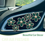 6pcs Green Daisy Flower Car Air Freshener Vent Clips,3 Sizes Sparkle Dark Green Flowers Car Vent Clips,Women Girly Car Air Freshener,Cute Flowers Car Accessories,Refillable Car Diffuser