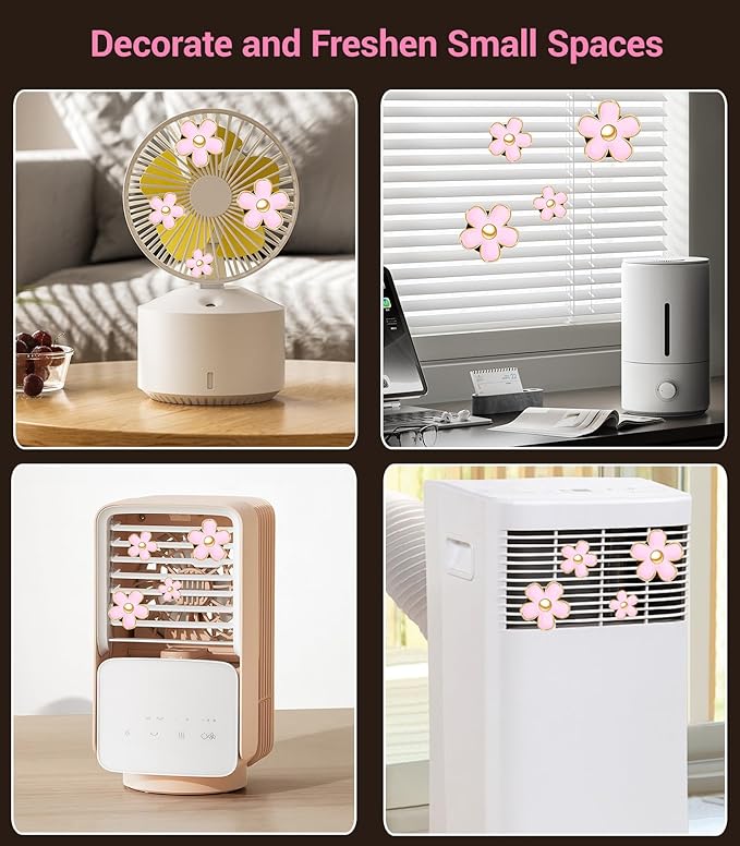 Daisy Flower Car Air Freshener Vent Clips, 4 Pcs Cute Car Accessories for Women Interior, Girly Decor Essentials, Truck Accessories, for Bathroom Office Pet Houses (Pink, 3.1cm 2.9cm 2.2cm 1.6cm)