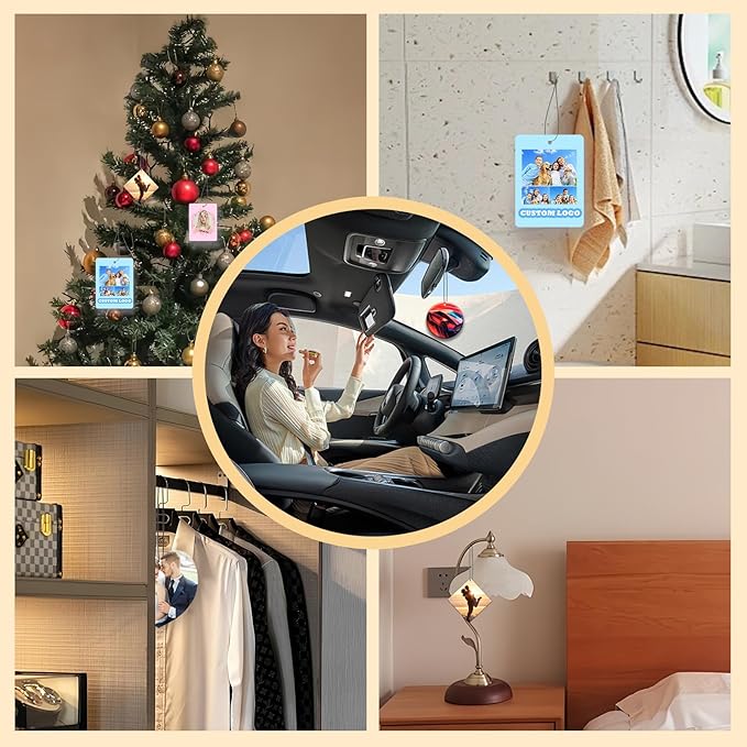 20/50/100Pcs Custom Car Air Freshener with Picture Photo Logo, Personalized Gifts for Men Personalized Air Freshener for Car Bulk Hanging Ornaments for Rear View Mirror. (20 Round)