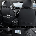 Coverado Car Seat Covers, 5 Seats Black Seat Covers for Car, Luxury Faux Leather Seat Cover, Front and Back Seat Cover, Waterproof Car Seat Protector, Universal Car Seat Cushions Fit for Most Vehicles